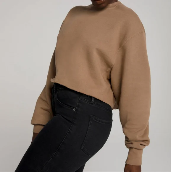 NWOT Good American Cropped and Cool Sweatshirt Sz 3 (Large) - Picture 2 of 7